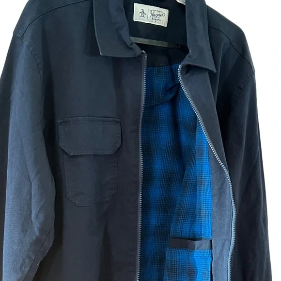 Original Penguin Navy Zip Jacket Mens M Minimalist Classic Workwear - Picture 3 of 10
